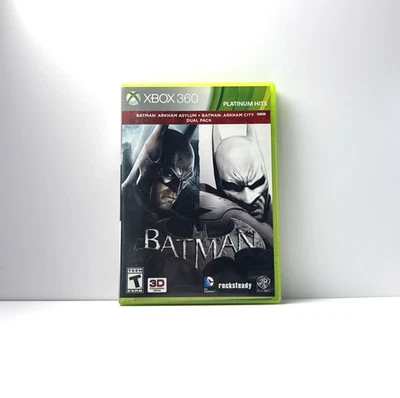 Batman Arkham Asylum & Batman Arkham City Dual Pack Xbox 360 Refurbished Tested - Image 1 of 4