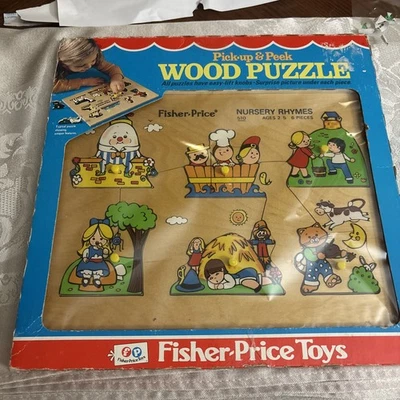 1973 Vintage Fisher Price Wooden Puzzle Nursery Rhymes #510 Ages 2-4 Holland - Image 1 of 4
