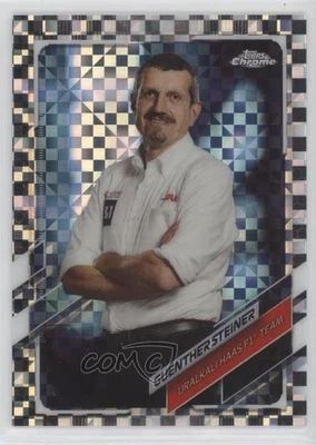 2021 Topps Chrome Formula 1 F1 Crew Checker Flag Refractor Guenther Steiner #92 - Image 1 of 2