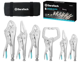 Juego de alicates de bloqueo CR-V de 6 piezas, 5 tamaños + abrazadera en C, liberación rápida con bolsa Oxford - Imagen 1 de 7