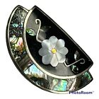 Alpaca Mexico Silver Abalone Shell Flower Brooch Pin Or Pendant 2" X 1 1/8"