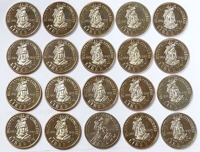 1989 USA CONGRESS 20 COIN ROLL 50c COMMEMORATIVE ORIGINAL PROOF CAMEO COINS - Image 1 of 2