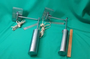 Pair of Rare 1960's MCM Von Nessen Swing Arm Wall Bedside Aluminum Lights Lamps - Picture 1 of 9