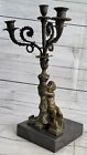 Art Deco/ Nouveau Hot Cast Nude Boy Candle Holder Bronze Home Decoration Gift NR