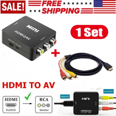 HDMI To RCA AV Adapter Converter Cable CVBS 3RCA 1080P Composite Video Audio - Image 1 of 4