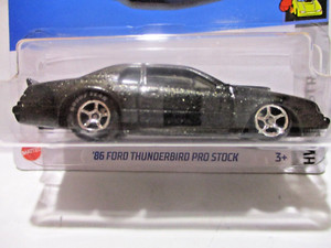 86 PROSTOCK T-BIRD  W /  REAL RIDERS  CUSTOM MET. BLACK & CLEAR  ( ON THE CARD )