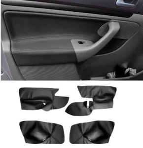 4*Black Leather Left&Right Door Armrest Panel Cover For Jetta Golf MK5 2005-2010 - Picture 1 of 12