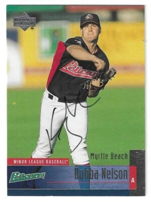2002 UPPER DECK MINOR LEAGUE BUBBA NELSON IN PERSON AUTO NO COA PELICANS - Image 1 of 2