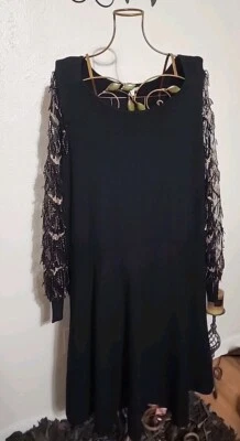 Cato Black Dress with Sheer Sleeves and Sequin Accents ~ Sz 26/28 ~ NWT - Image 1 of 3
