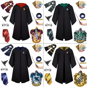 UK Harry Potter Gryffindor Ravenclaw Slytherin Robe Cloak Tie Costume Wand Scarf - Picture 1 of 28