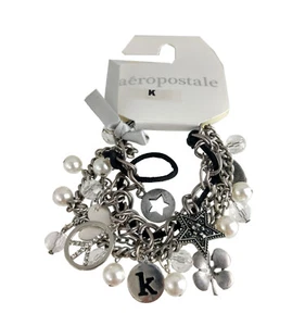 Aeropostale Initial K Charm Bracelet Silver Tone NWT - Picture 1 of 2