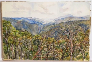 John Flexmore Original Watercolour Painting, "Mountain Range" Unframed - Picture 1 of 5