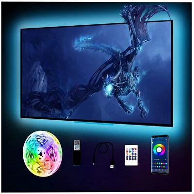 PHOPOLLO 16.4Ft LED Backlight for 75-85 Inch TVs Bluetooth Control USB Powered