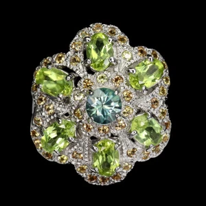 925 Sterling Silver Ring Oval Peridot 6x4mm Sapphire Gemstone Jewelry Size 8 - Picture 1 of 13