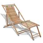Bamboo Garden Patio Deck Chair Adjustable Recliner With Footrest Weatherproof