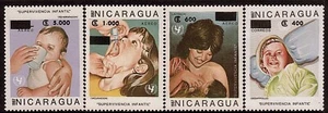 Nicaragua Children's Welfare Campaign Sc 1674A-1674D SURCHARGED MNH 1987 CV$80 - Picture 1 of 1