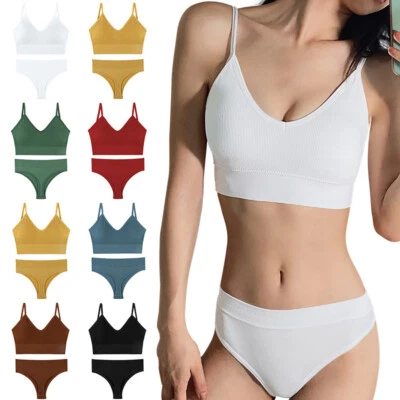 Conjunto de sujetador para mujer cintura baja bragas sin costuras ropa interior push up transpirable cómodo Foto 1 de 4