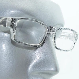 Reading Glasses Sharp Ink Style Tattoo Graffiti Frame +2.50 Clear Black - Picture 1 of 4