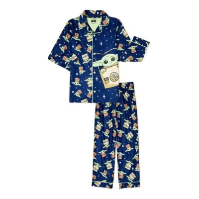 Juego de pijama de 2 piezas azul manga larga Star Wars Baby Yoda para niños talla 4/5 Foto 1 de 3