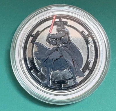 Disneyland Star Wars Colored Collectible Medallions Luke Skywalker Darth Vader - Image 1 of 2