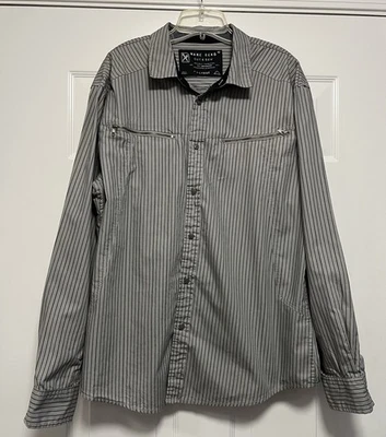 Marc Ecko Cut & Sew Gray Striped Button Down Long Sleeve Shirt Men’s Size XL - Image 1 of 4