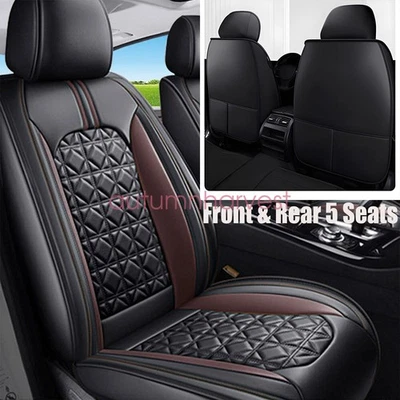 For Mercedes-Benz Car 5-Seat Cover Luxury Leather Cushion Full Front&Rear Black - Image 1 of 4