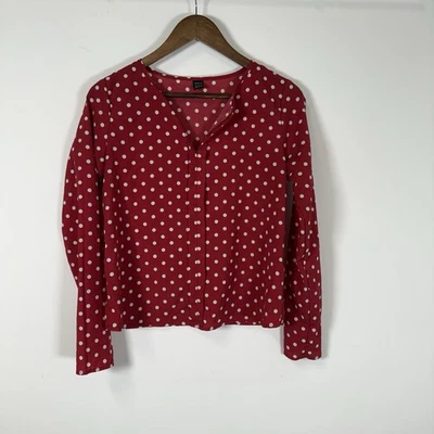SHEIN 女式衬衫波点红色白色长袖衬衫 XS 码 — 第 1/4 张图片