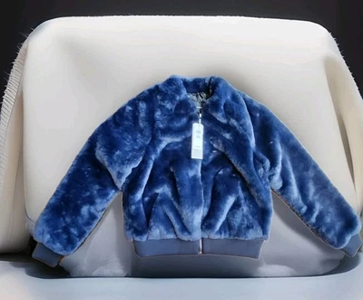 Banana Republic NWT  Women's Faux Fur Zip Navy Jacket Coat Sz XXSp MSRP$149.99 - Image 1 of 4