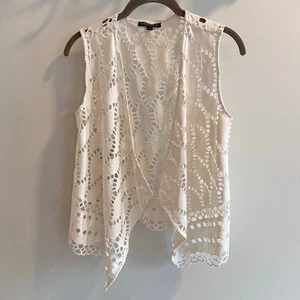 Alberto Makali White Boho Open Front Vest Size XS - Picture 1 of 6