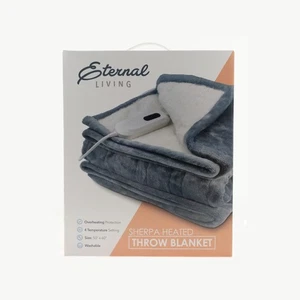 Eternal Living 50x60 Sherpa Heated Blanket – 4 Heat Settings, Washable, NEW - Picture 1 of 4