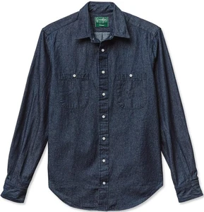 Gitman Vintage $265 NWT Blue 8oz Dark Denim Work Shirt 100% Cotton Twill M FW25 - Picture 1 of 6
