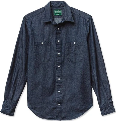 Gitman Vintage $265 NWT Blue 8oz Dark Denim Work Shirt 100% Cotton Twill M FW25 - Image 1 of 4