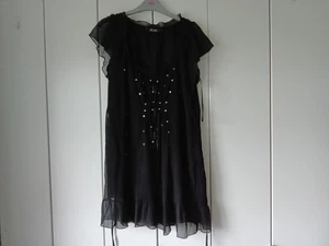 Cruz Essentials Lined Black Top With Front Tie, Bow And Silver Beads. Size 16. - Picture 1 of 2