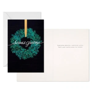 Hallmark 10ct "Season's Greetings" Kranz einzelnes Design Grußkarten Box schwarz - Bild 1 von 3
