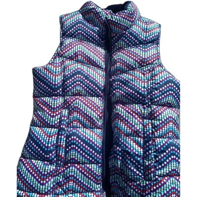 Old Navy Girls Fleece Lined Puffer Vest Navy w Multi Polka Dots Sz Lg (10-12)  - Image 1 of 4