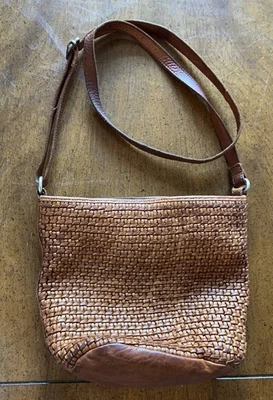 Bolso Bandolera Vilenca Holland Tejido Marrón Cuero Flexible Anthropologie 13x11x3  Foto 1 de 4