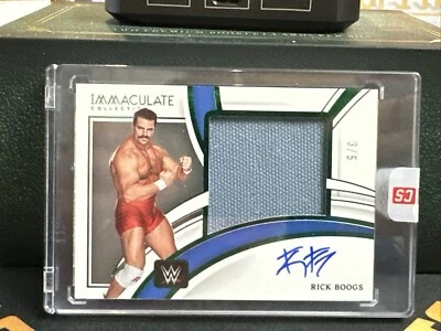Rick Boogs 2022 Panini WWE Immaculate Emerald Memorabilia Autograph #PM-RBG 3/5 - Image 1 of 2