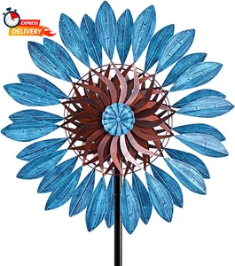 Garden Wind Spinners 360°, Outdoor Metal Windmill Yard Spinners Large 84 in Heig - Picture 1 of 12