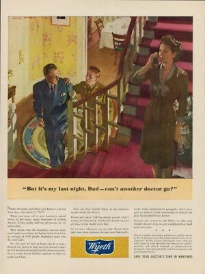 1944 Medicine Doctor Nurse Wyeth Incorporated Vintage Print Ad Wartime Save Time - Image 1 of 4