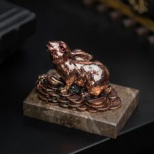Bronze Rabbit & Money Figurine Made of Polyester Resin &Copper on Marble Ukraine