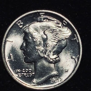 1942 P FSB MERCURY DIME! BRILLIANT GEM BU+++ FULL SPLIT BANDS! SO RARE FLAWLESS - Picture 1 of 6