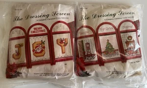 2-KITS CHRISTMAS CROSS STITCH KIT "THE DRESSING SCREEN" -"JOY"&"TWAS THE NIGHT" - Picture 1 of 10