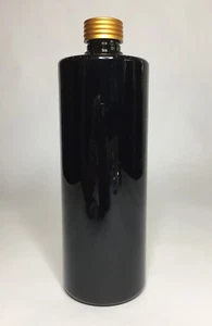 500ml PET Plastic Black Cylindrical Bottles + Gold Grooved Screw Top ANY AMOUNT - Picture 1 of 1