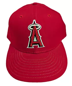 Anaheim Angels Red Baseball Hat Cap New Era 59fifty Size 8 Fitted MLB USA Made - Picture 1 of 11