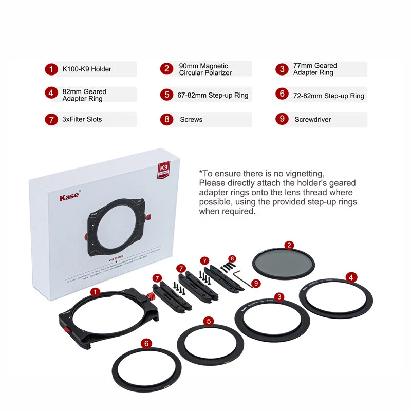 Kase K100 K9 Square Filter Holder Bracket Magnetic Polarized CPL Lens kit - Image 1 of 4