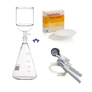2000ml,Suction Filtration Unit,90mm Buchner Funnel,2 Litre Flask & Vacuum Pump - Picture 1 of 7