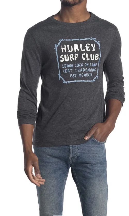 Hurley Men's L Long Sleeve Black Takeout Frame T-Shirt Tee