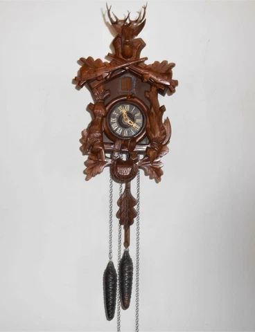 Vintage 30 Hr Black Forest Cuckoo Clock Regula 25 Deer Head Hunter Theme Works Cover