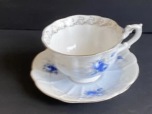 Royal Albert Rose Marie Series Starlight Blue Floral Tea Cup and Saucer - Bild 1 von 6