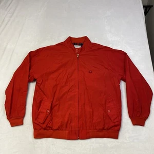 Giacca vintage Izod Harrington rossa foderata a quadri full zip uomo taglia XL - Foto 1 di 9